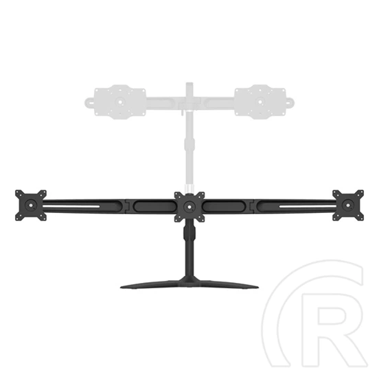 Multibrackets asztali monitorállvány, 3 képernyős rögzítőkar (15–24", VESA 75x75/100x100, dönthető, forgatható, fekete)