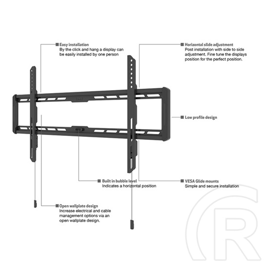 Multibrackets fix falitartó (32-65", max. VESA 400x400 mm, 50 kg, fekete)