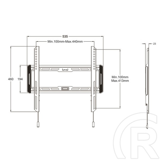 Multibrackets fix falitartó (32-65", max. VESA 400x400 mm, 50 kg, fekete)