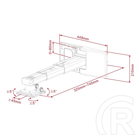 Multibrackets projektor konzol M Projector Mount Short Throw Deluxe (600-1300 mm, max. 25 kg, fehér)