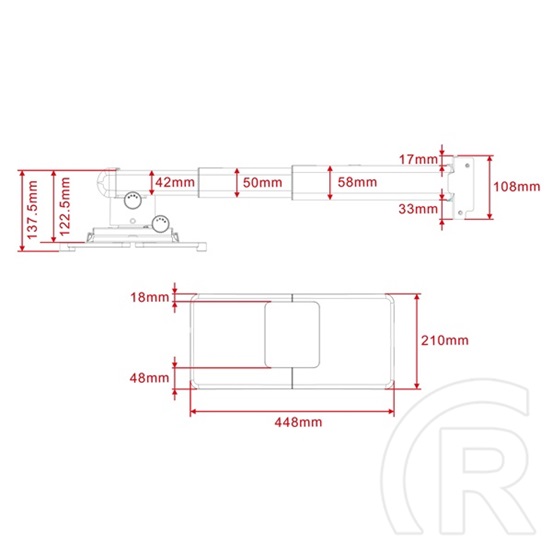 Multibrackets projektor konzol M Projector Mount Short Throw Deluxe (600-1300 mm, max. 25 kg, fehér)