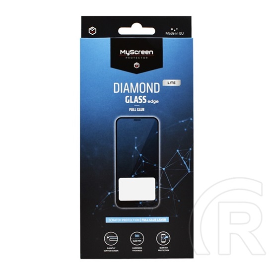 Myscreen Honor 10X Lite diamond glass lite edge képernyővédő üveg (2.5d full glue, íves, karcálló, 0.33 mm, 9h) fekete