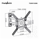NEDIS TVWM1530BK fali TV/monitor tartó (23"-55", VESA 100x100-400x400, 30 kg, dönthető, forgatható, fekete)