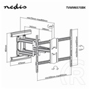 NEDIS TVWM6570BK fali tartó konzol (43"-100", VESA 400x200-800x600, max 70 kg, dönthető 15°, forgatható 0-180°, fekete