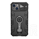 NILLKIN Apple iPhone 14 Plus camshield armor pro műanyag védő (szilikon belső, telefontartó gyűrű) fekete