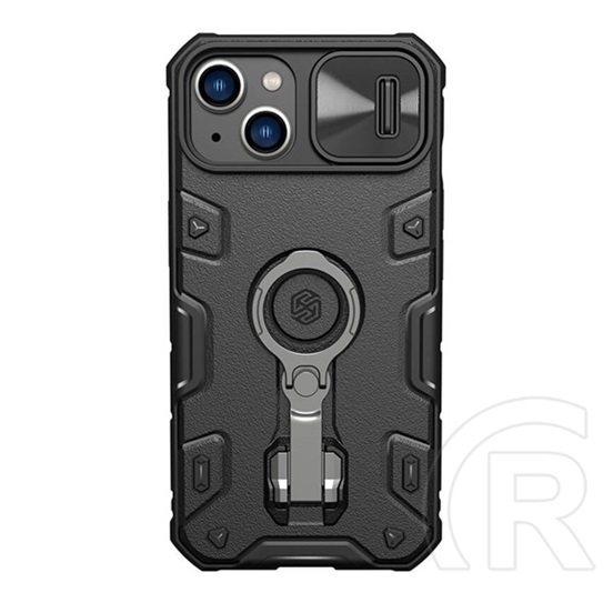NILLKIN Apple iPhone 14 Plus camshield armor pro műanyag védő (szilikon belső, telefontartó gyűrű) fekete