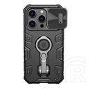 NILLKIN Apple iPhone 14 Pro camshield armor pro műanyag védő (szilikon belső, telefontartó gyűrű) fekete