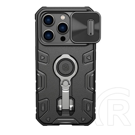 NILLKIN Apple iPhone 14 Pro camshield armor pro műanyag védő (szilikon belső, telefontartó gyűrű) fekete