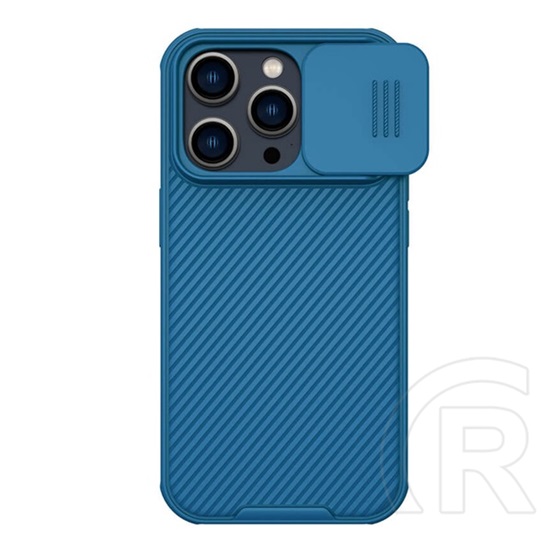 NILLKIN Apple iPhone 14 Pro camshield pro magnetic műanyag védő (, kamera védelem, fémlemez, csíkos) sötétkék