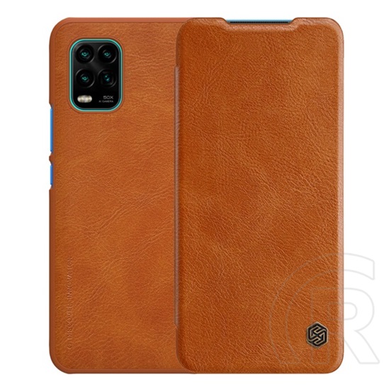 NILLKIN QIN Xiaomi Mi 10 Lite 5G tok álló, bőr hatású (Flip, oldalra nyíló, bankkártya tartó) barna
