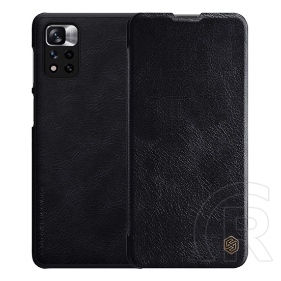 NILLKIN QIN Xiaomi Redmi Note 11 Pro tok álló, bőr hatású (Flip, oldalra nyíló, bankkártya tartó) fekete