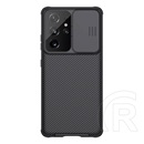 NILLKIN Samsung Galaxy S21 Ultra (SM-G998) 5G camshield pro műanyag védő (szilikon keret, kamera védelem) fekete