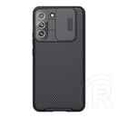 NILLKIN Samsung Galaxy S22 Ultra 5G (SM-S908) camshield pro műanyag védő (szilikon keret, kamera védelem) fekete