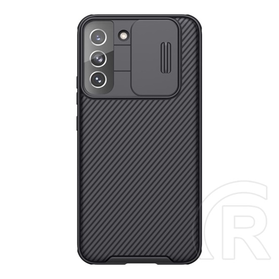 NILLKIN Samsung Galaxy S22 Ultra 5G (SM-S908) camshield pro műanyag védő (szilikon keret, kamera védelem) fekete