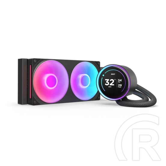 NZXT Kraken Elite 240 RGB V2 vízhűtés (240 mm, 2x120 mm ventilátor, 500-2400 RPM, PWM, LCD kijelző, RGB, fekete)