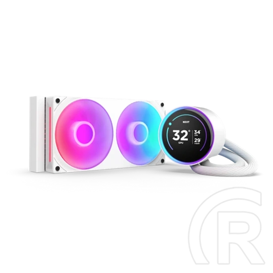 NZXT Kraken Elite 240 RGB V2 vízhűtés (240 mm, 2x 120 mm ventilátor, 500-2400 rpm, PWM, LCD kijelző, fehér)