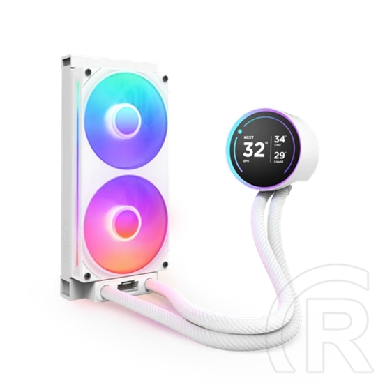 NZXT Kraken Elite 240 RGB V2 vízhűtés (240 mm, 2x 120 mm ventilátor, 500-2400 rpm, PWM, LCD kijelző, fehér)