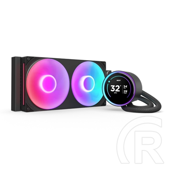 NZXT Kraken Elite 280 RGB V2 vízhűtés (280 mm, 500-2000 RPM, 98,61 CFM, 2,72" IPS LCD, 8 LED, 8-tűs, fekete)