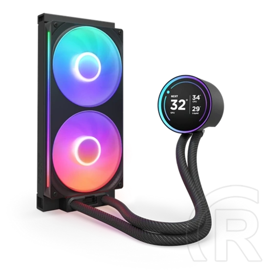 NZXT Kraken Elite 280 RGB V2 vízhűtés (280 mm, 500-2000 RPM, 98,61 CFM, 2,72" IPS LCD, 8 LED, 8-tűs, fekete)