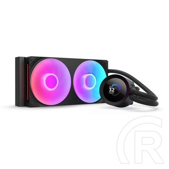 NZXT Kraken Plus 240 RGB V2 vízhűtés (240 mm, 2x120 mm ventilátor, 500-1800 rpm, PWM, LCD 1,54" , RGB, fekete)
