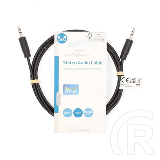 Nedis 3,5 mm sztereó audio kábel 1,5 m (3,5 mm jack dugó / 3,5 mm jack dugó, fekete)