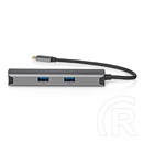 Nedis 5 az 1-ben USB-C kábel 20 cm (USB-C dugó / 3x USB-A anya, HDMI, RJ45, 5 Gbps, antracit)