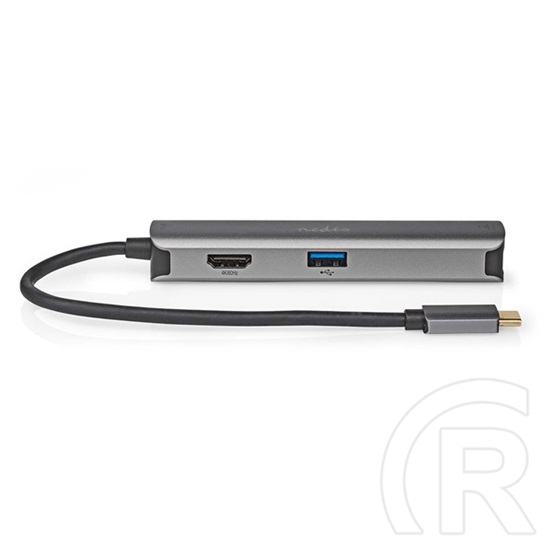 Nedis 5 az 1-ben USB-C kábel 20 cm (USB-C dugó / 3x USB-A anya, HDMI, RJ45, 5 Gbps, antracit)
