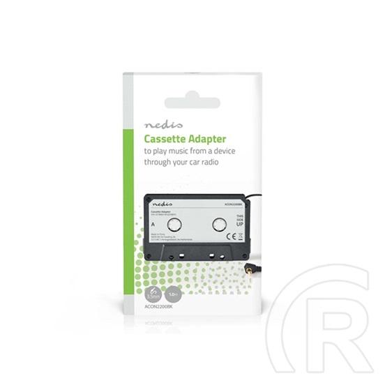 Nedis ACON2200BK autórádió kazetta-adapter (3,5 mm jack, 1 m kábel, ABS, MP3, fekete)