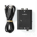 Nedis ACON2508BK analóg-digitális audio konverter (2x RCA bemenet, koax (S/PDIF) és Toslink kimenet, USB tápellátás, fek