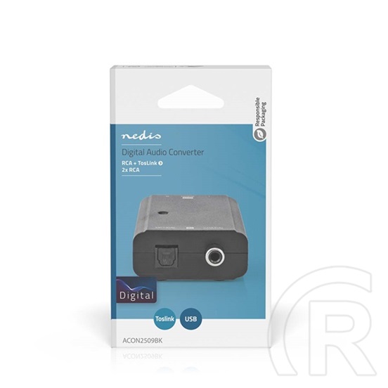 Nedis ACON2509BK digitális-analóg audio konverter (koax/Toslink bemenet, RCA analóg kimenet)