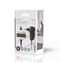 Nedis ACPA001 univerzális AC-DC tápegység (3-12 V DC, 12 W, 6 cserélhető dugó, 1,8 m, fekete)