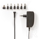 Nedis ACPA003 univerzális hálózati adapter (9-24V, 24W, 1-1,5A, 6 cserélhető csatlakozó, 1,8 m kábel, fekete)
