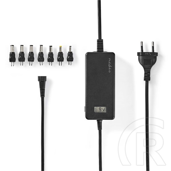 Nedis ACPA105 univerzális AC-DC tápegység (5–24V, 36W, 7 cserélhető csatlakozó, 1,8 m kábel, fekete)