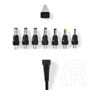 Nedis ACPA105 univerzális AC-DC tápegység (5–24V, 36W, 7 cserélhető csatlakozó, 1,8 m kábel, fekete)
