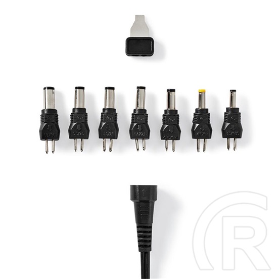 Nedis ACPA105 univerzális AC-DC tápegység (5–24V, 36W, 7 cserélhető csatlakozó, 1,8 m kábel, fekete)