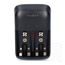 Nedis BACH07 akku töltő (AA/AAA, 9V; bemenet 230 V AC; kimenetek 2,3 V, 6,9 V, 13,8 V; töltőáram 600 mA; kapacitás 2,2-1