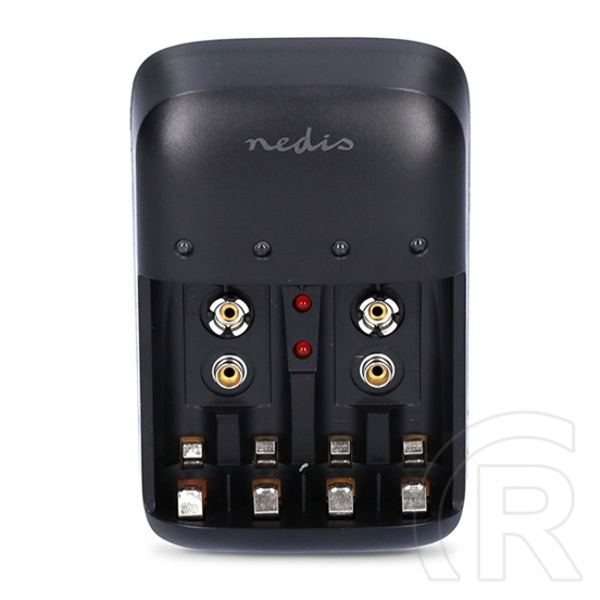 Nedis BACH07 akku töltő (AA/AAA, 9V; bemenet 230 V AC; kimenetek 2,3 V, 6,9 V, 13,8 V; töltőáram 600 mA; kapacitás 2,2-1