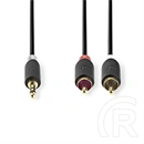 Nedis CABW22200AT100 sztereó audió kábel 3,5 mm sztereó jack - 2x RCA (10 m, aranyozott, antracit)