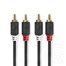 Nedis CABW24200AT10 sztereó audió kábel (2x RCA férfi, aranyozott érintkezők, 1 m, antracit)