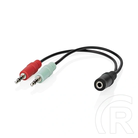 Nedis CAGB22160BK02 Sztereó audio kábel (2x 3,5 mm jack dugó - 3,5 mm sztereó jack aljzat, 0,20 m, fekete)