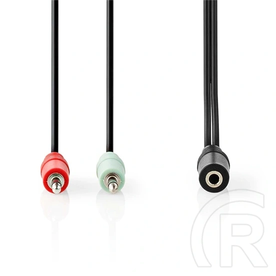 Nedis CAGB22160BK02 Sztereó audio kábel (2x 3,5 mm jack dugó - 3,5 mm sztereó jack aljzat, 0,20 m, fekete)