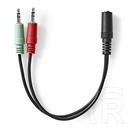 Nedis CAGB22160BK02 Sztereó audio kábel (2x 3,5 mm jack dugó - 3,5 mm sztereó jack aljzat, 0,20 m, fekete)