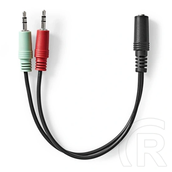 Nedis CAGB22160BK02 Sztereó audio kábel (2x 3,5 mm jack dugó - 3,5 mm sztereó jack aljzat, 0,20 m, fekete)