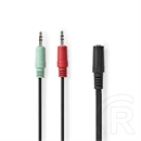 Nedis CAGB22160BK02 Sztereó audio kábel (2x 3,5 mm jack dugó - 3,5 mm sztereó jack aljzat, 0,20 m, fekete)