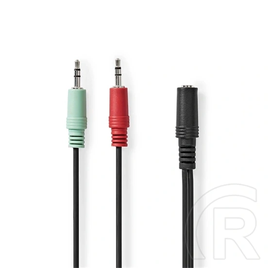 Nedis CAGB22160BK02 Sztereó audio kábel (2x 3,5 mm jack dugó - 3,5 mm sztereó jack aljzat, 0,20 m, fekete)