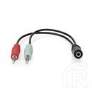 Nedis CAGB22160BK02 Sztereó audio kábel (2x 3,5 mm jack dugó - 3,5 mm sztereó jack aljzat, 0,20 m, fekete)