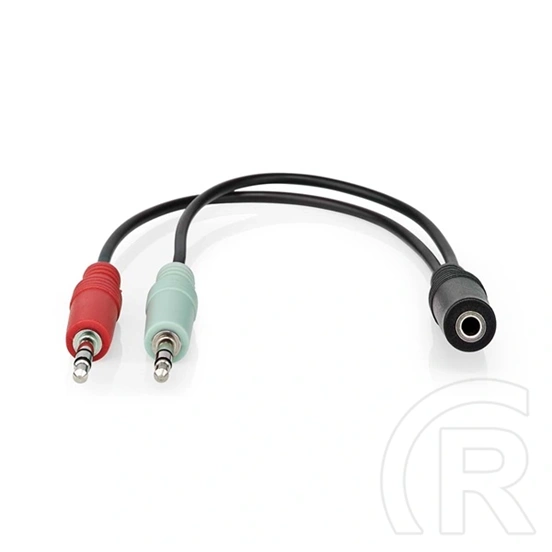 Nedis CAGB22160BK02 Sztereó audio kábel (2x 3,5 mm jack dugó - 3,5 mm sztereó jack aljzat, 0,20 m, fekete)