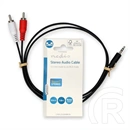 Nedis CAGL22200BK10 sztereó audió kábel (3,5 mm jack dugó – 2 × RCA dugó, 1 m)