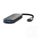 Nedis CCGB64220GY01 4 portos USB-C hub (USB-C dugó / 4x USB A 3.2 Gen1, 5 Gbps, 7,5 W, szürke)