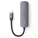 Nedis CCGB64220GY01 4 portos USB-C hub (USB-C dugó / 4x USB A 3.2 Gen1, 5 Gbps, 7,5 W, szürke)